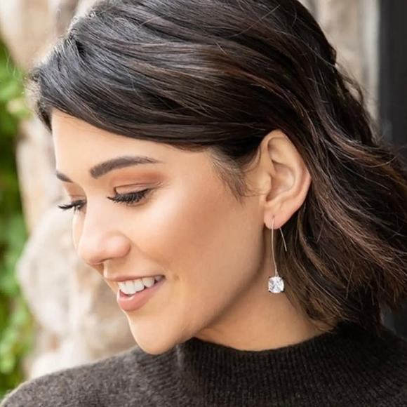 New Plunder "Joyful" Silver Crystal Gem Earrings (1.75") - Picture 4 of 6